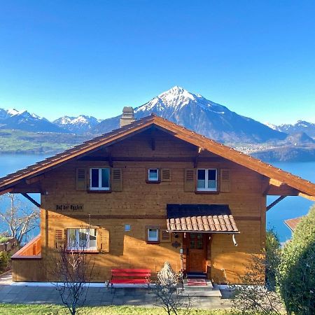 Chalet Egglen "Typical Swiss House, Best Views, Private Jacuzzi" Sigriswil Exteriör bild