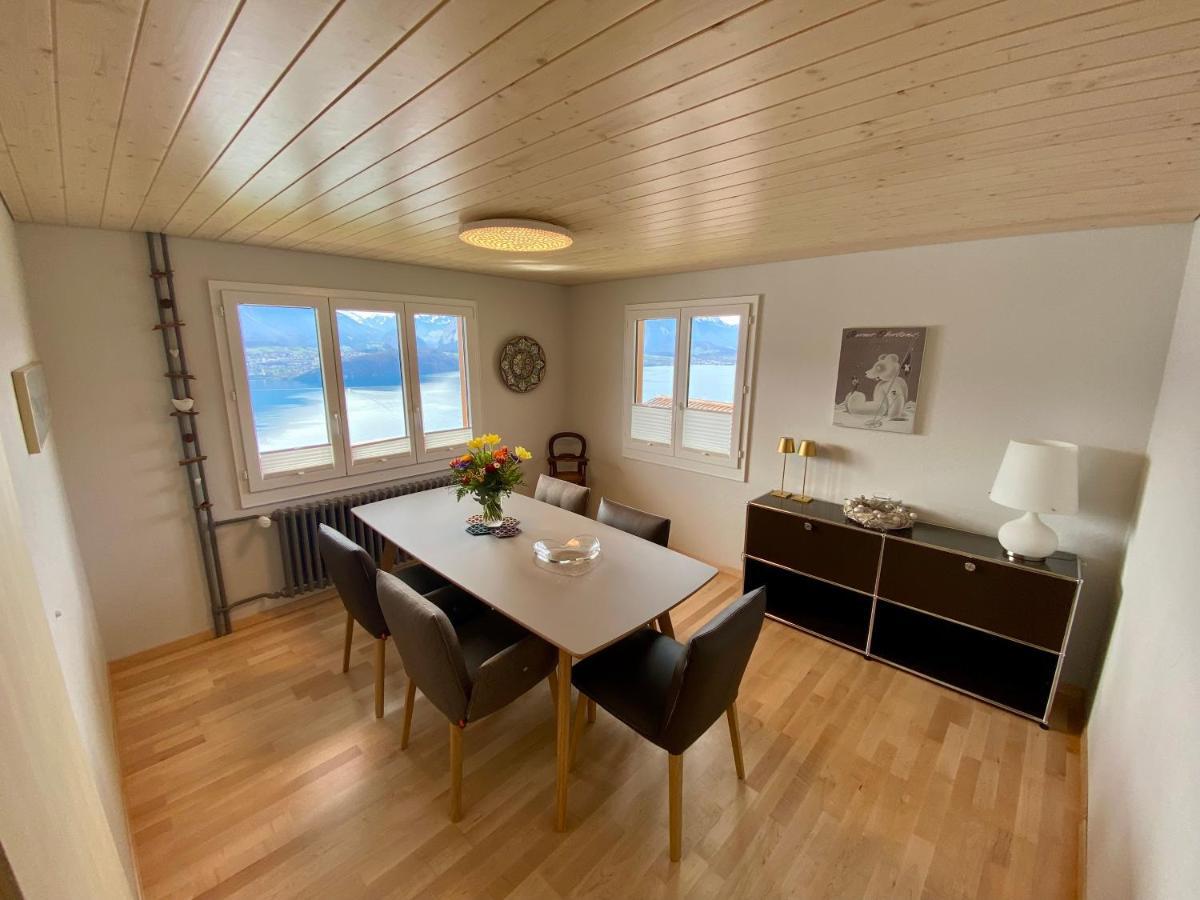 Chalet Egglen "Typical Swiss House, Best Views, Private Jacuzzi" Sigriswil Exteriör bild