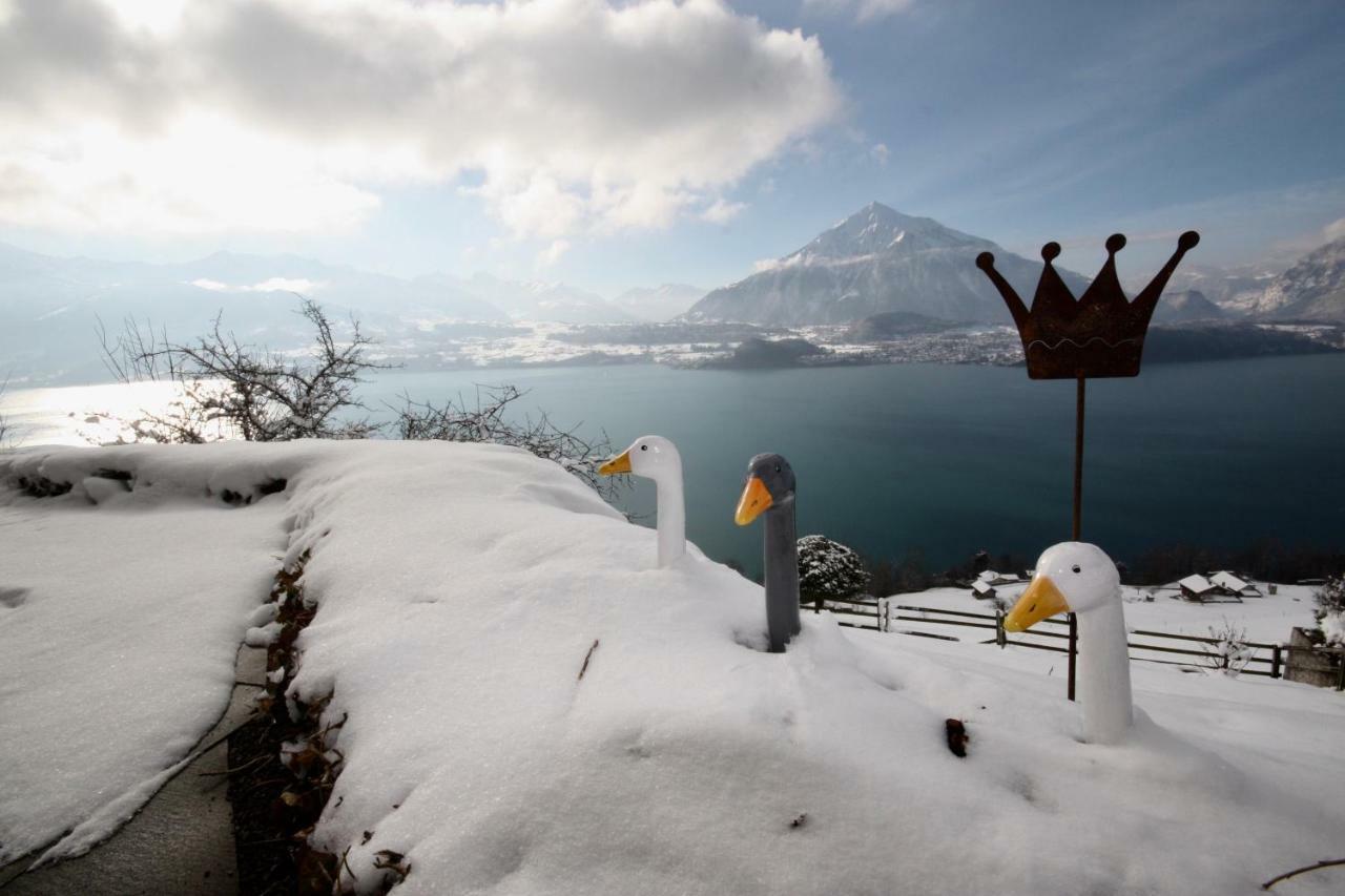 Chalet Egglen "Typical Swiss House, Best Views, Private Jacuzzi" Sigriswil Exteriör bild